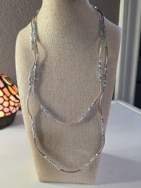 Gold Crystal Long StretchNecklace -